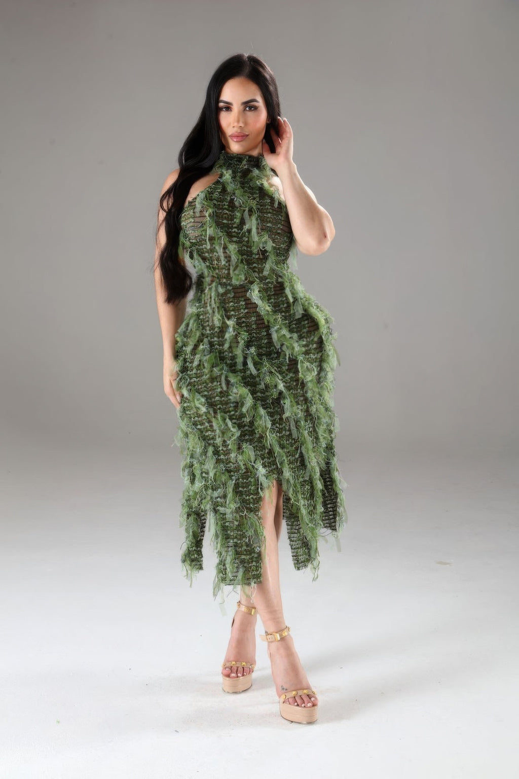 Alpha Halter Ruffled Dress