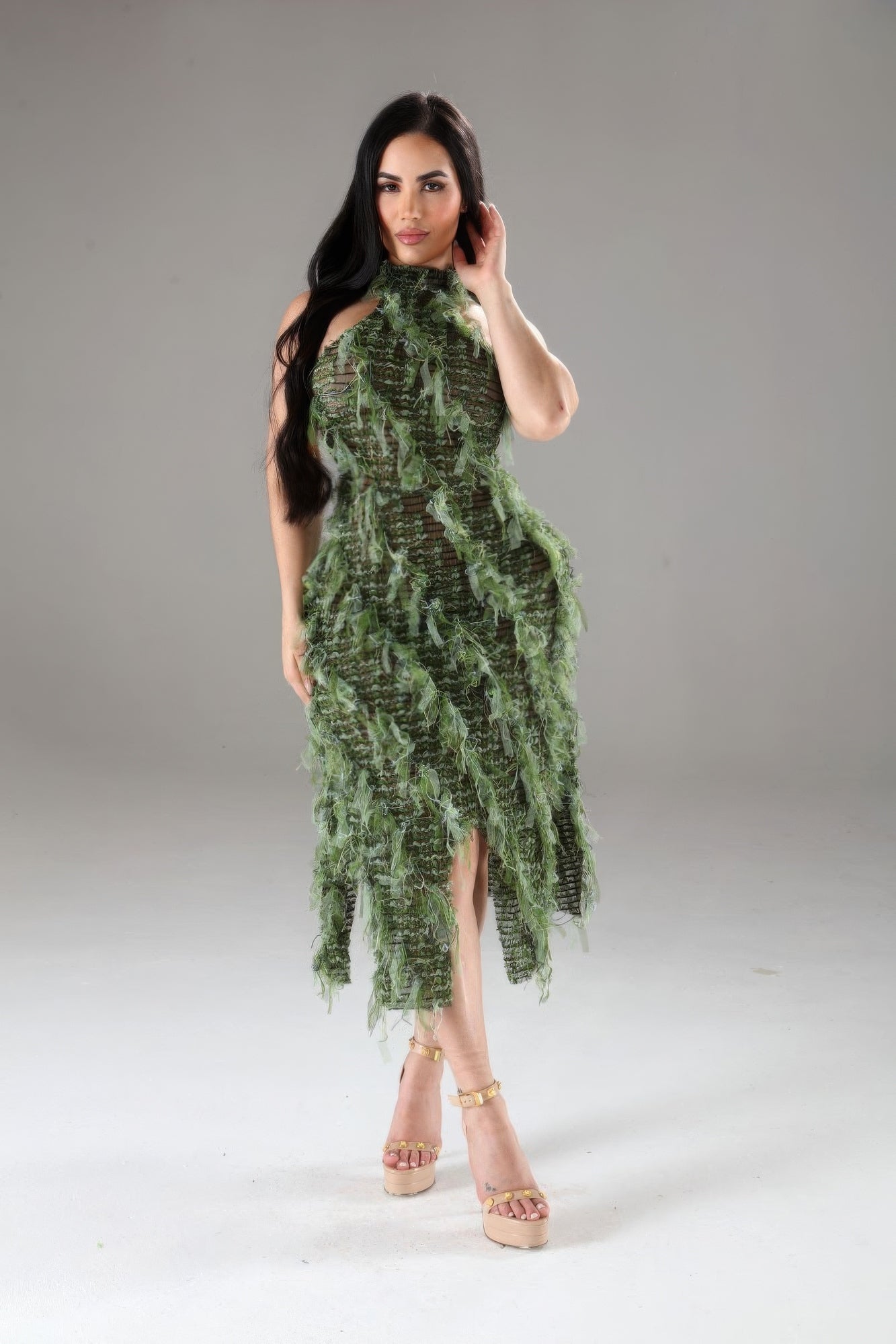 Alpha Halter Ruffled Dress