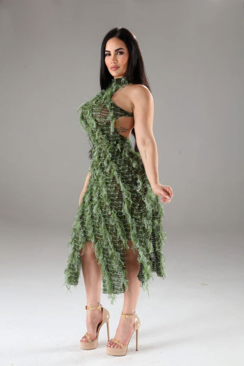 Alpha Halter Ruffled Dress